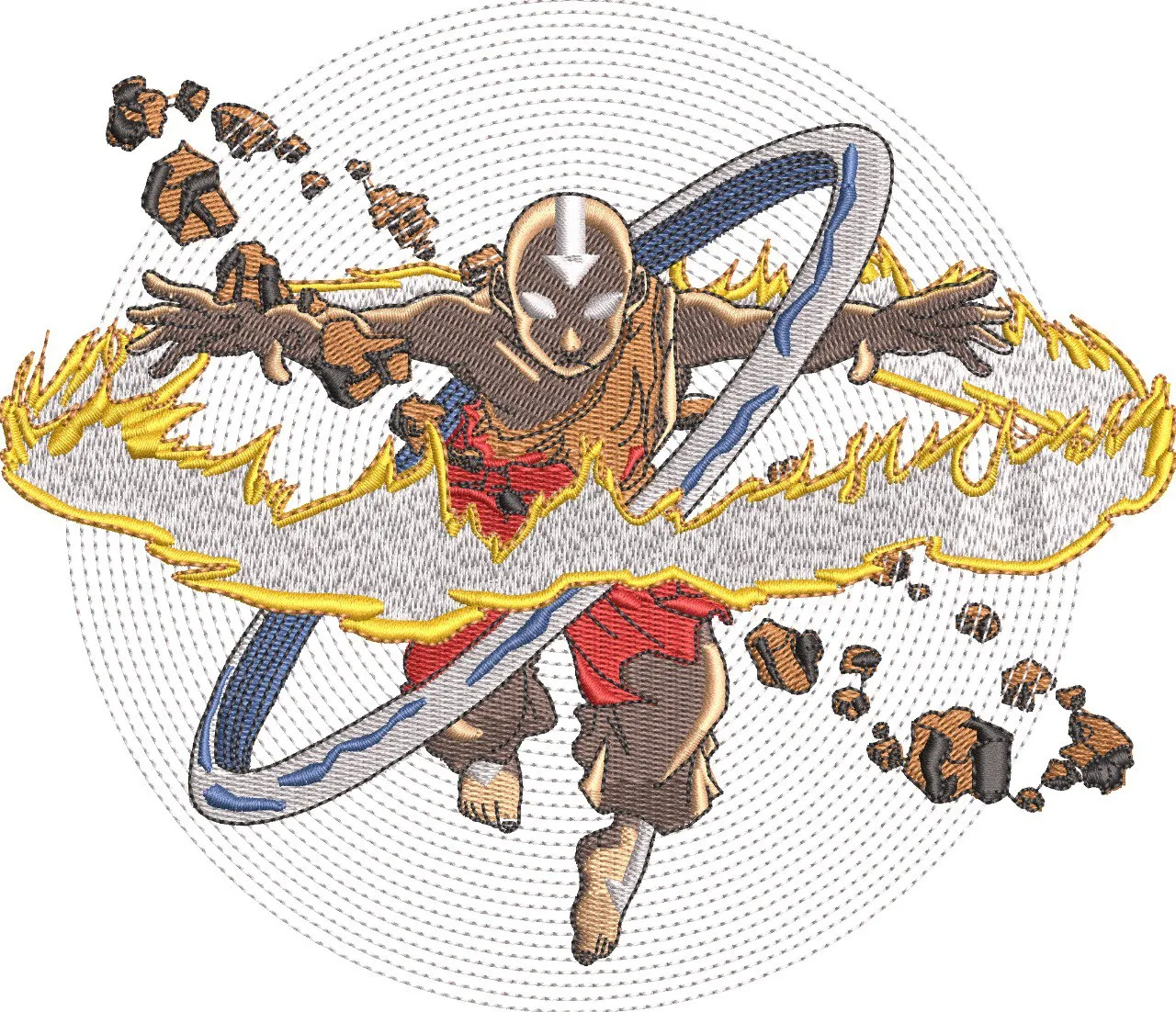 Alternative view of  Aang Mastering Elements Embroidery 