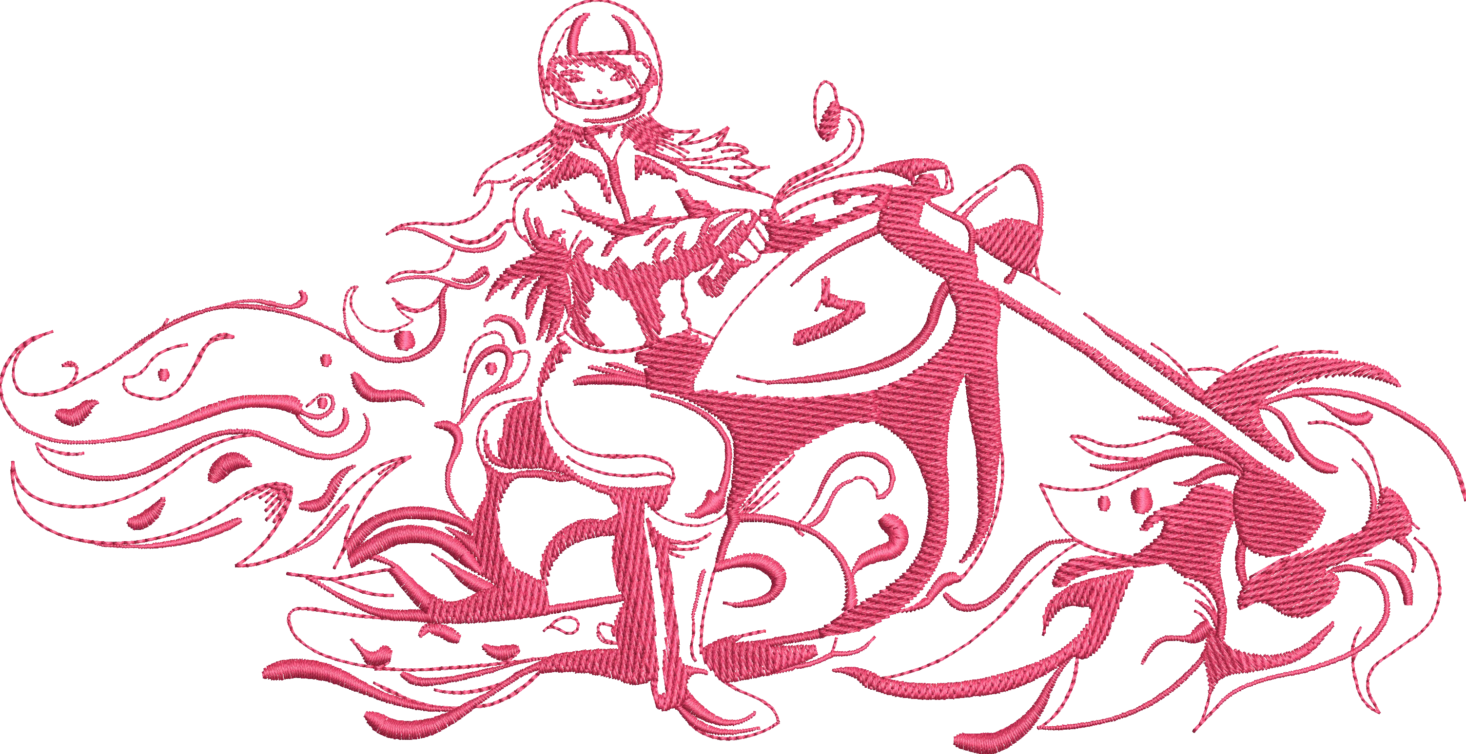 Alternative view of  Abstract Rider with Dolphins and Horse 