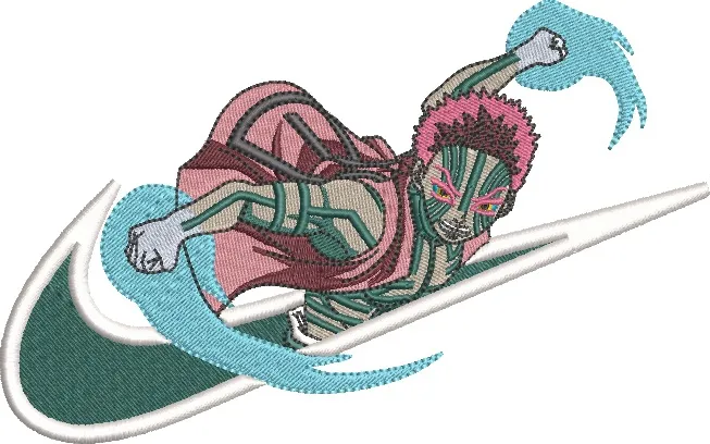 Alternative view of  Akaza from Demon Slayer with Nike Swoosh 