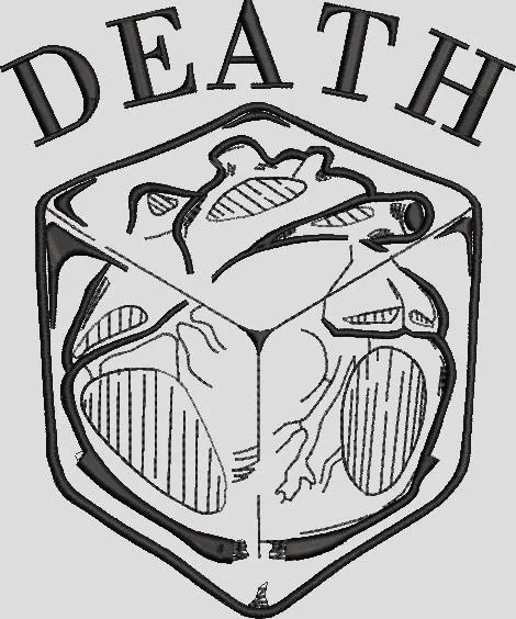 Alternative view of  Anatomical Heart Cube with Death Text 