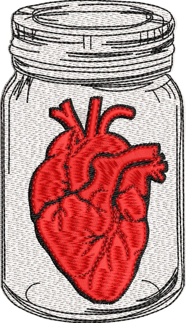 Alternative view of  Anatomical Heart in Mason Jar Embroidery 