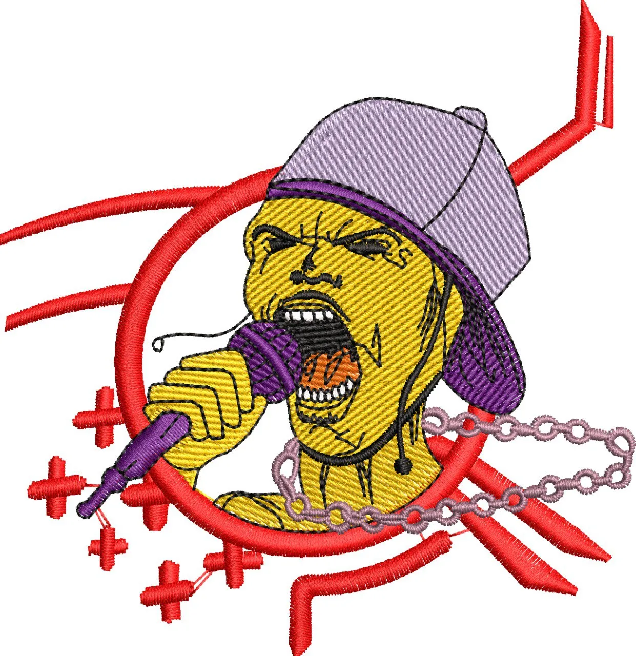 Alternative view of  Angry Rapper with Microphone and Chain 