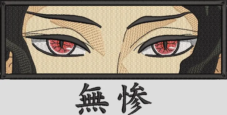 Alternative view of  Anime Eyes with Red Irises and Kanji 