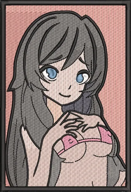 Alternative view of  Anime Girl with Long Hair and Pink Lingerie 