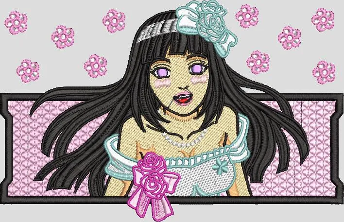 Alternative view of  Anime Girl with Roses and Pink Background 