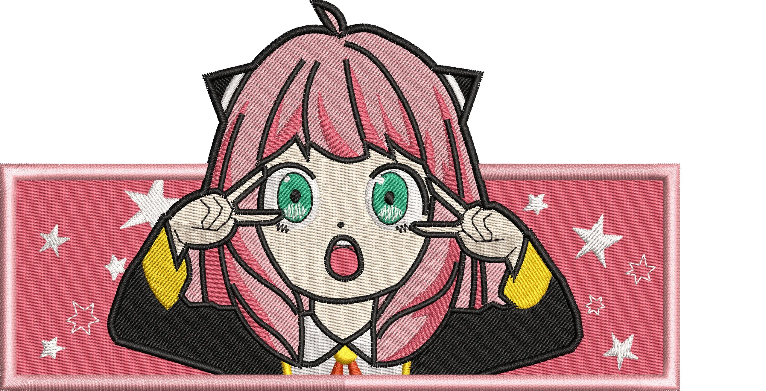 Alternative view of  Anya Forger Embroidery Patch with Pink Stars 