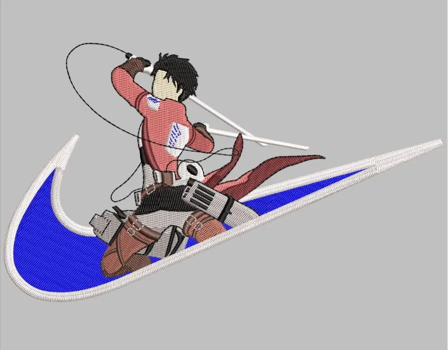 Alternative view of  Attack on Titan Character with Nike Swoosh 