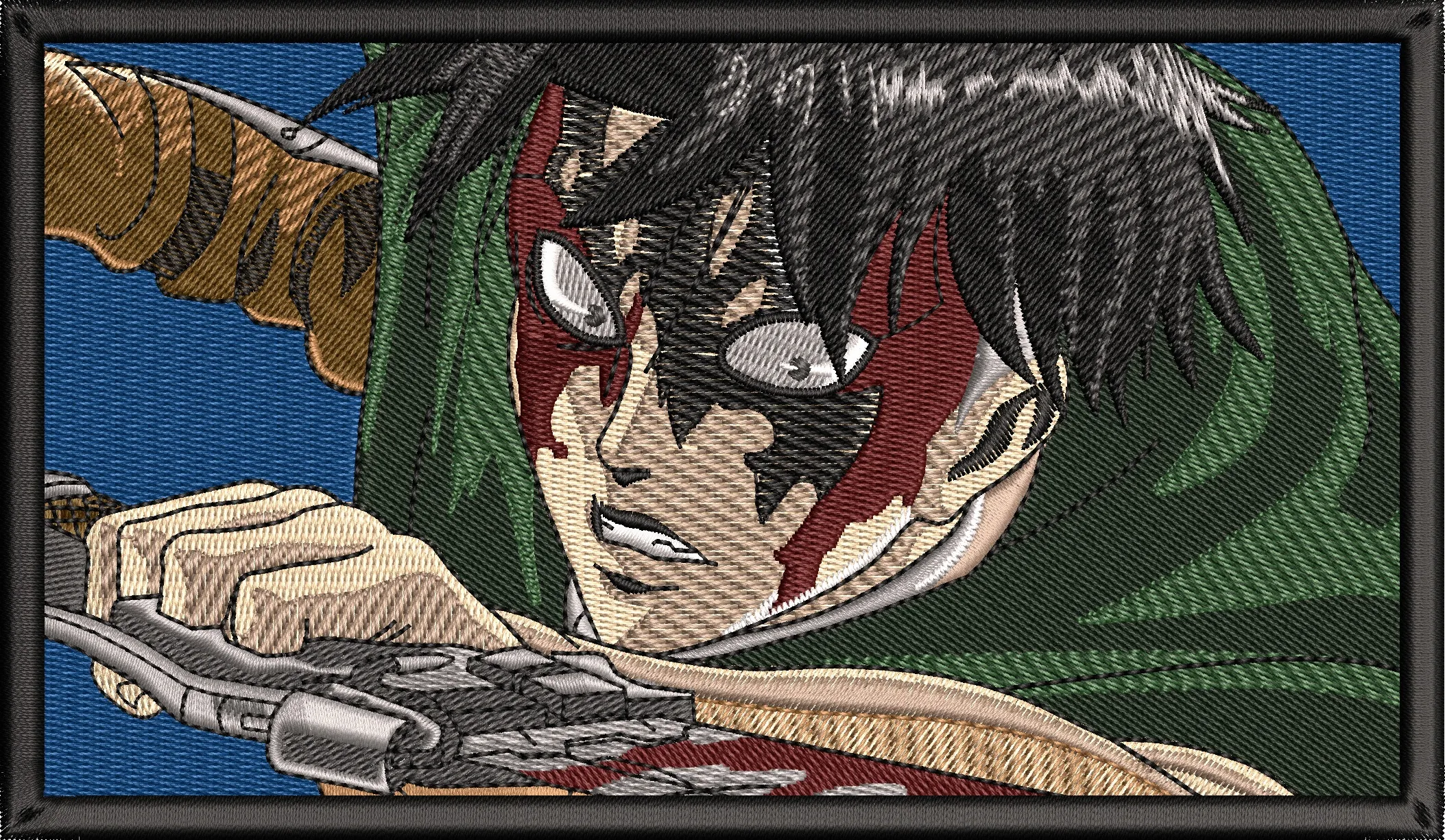 Alternative view of  Attack on Titan Levi Ackerman Embroidered Close Up 