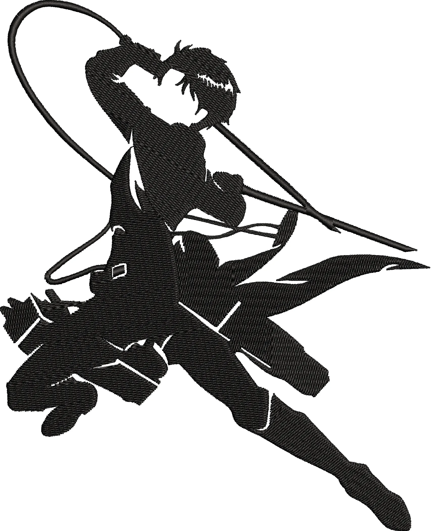 Alternative view of  Attack on Titan Levi Silhouette Jumping with ODM Gear 