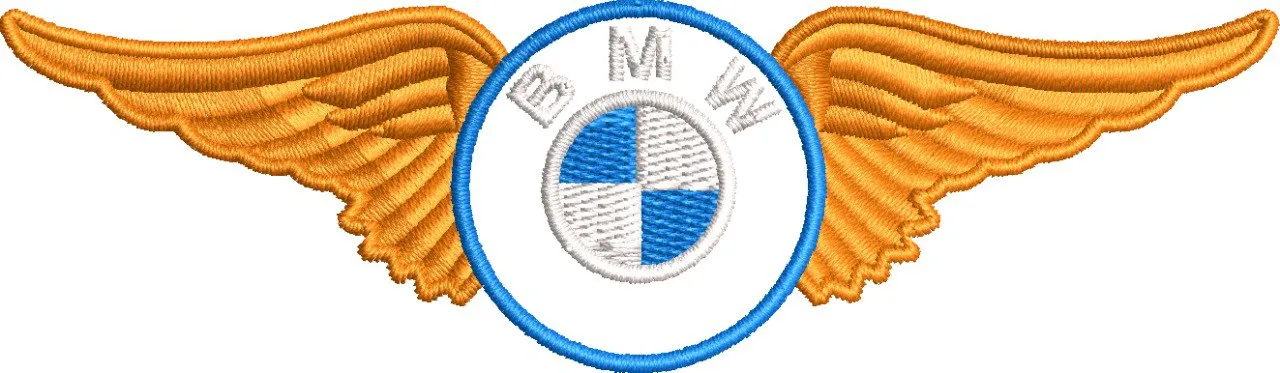Alternative view of  BMW Logo with Golden Wings 