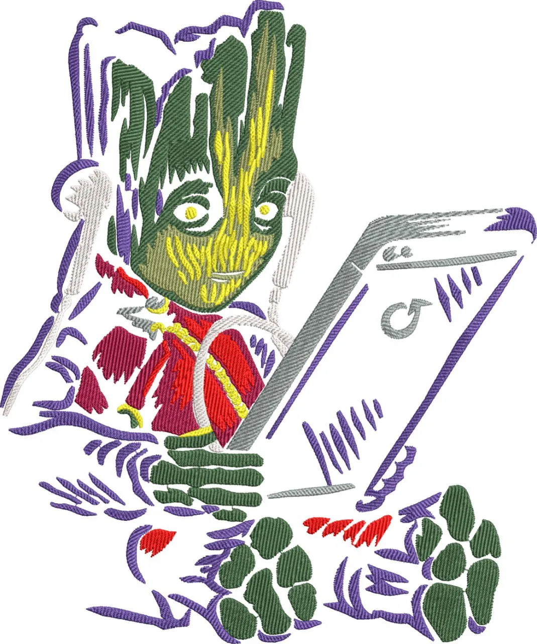 Alternative view of  Baby Groot Embroidery with Tablet 