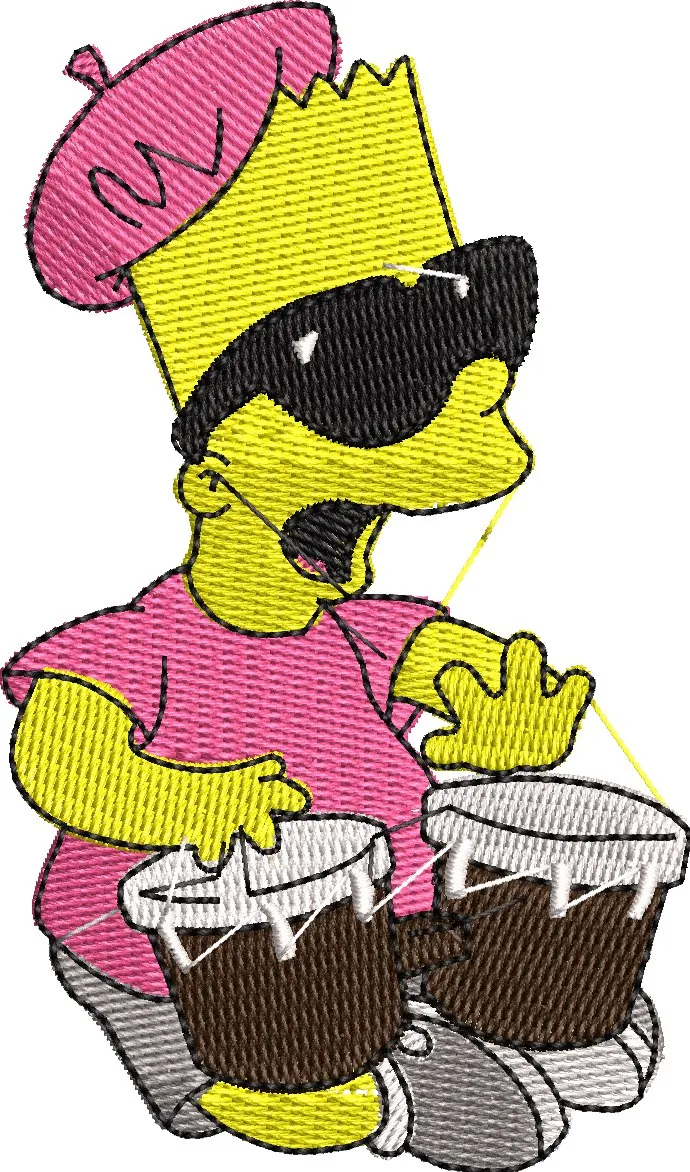 Alternative view of  Bart Simpson Playing Bongos Embroidery 
