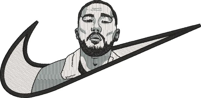 Alternative view of  Bearded Man Portrait Inside Nike Swoosh 