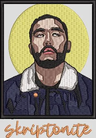 Alternative view of  Bearded Man with Halo Embroidery Portrait 