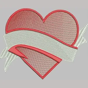 Alternative view of  Blank Heart with Banner Embroidery 