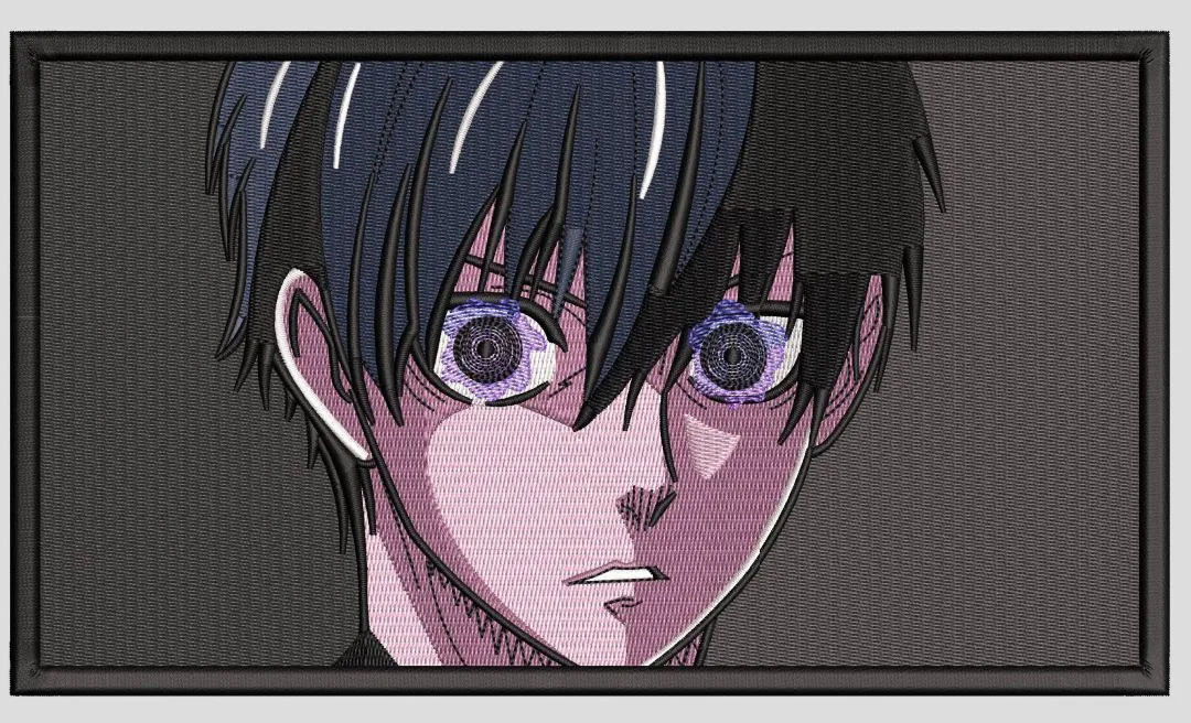 Alternative view of  Blue Eyed Anime Boy Intense Stare Embroidered Patch 