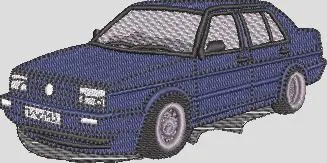 Alternative view of  Blue Sedan Car Embroidery Design 