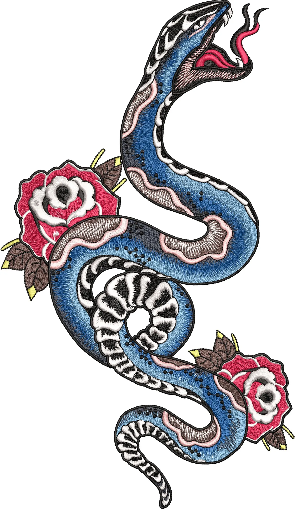 Alternative view of  Blue Snake with Red Roses Embroidery 