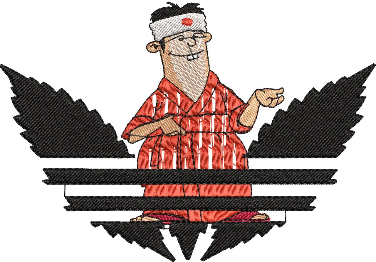 Alternative view of  Cartoon Martial Artist with Adidas Logo Parody 
