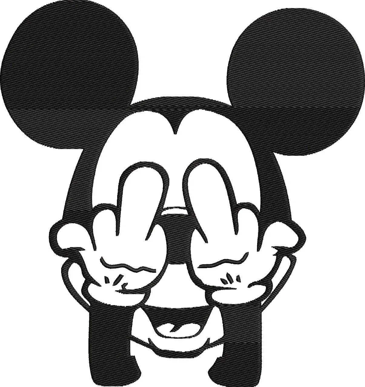 Alternative view of  Cartoon Mouse Face with Double Middle Finger Gesture 