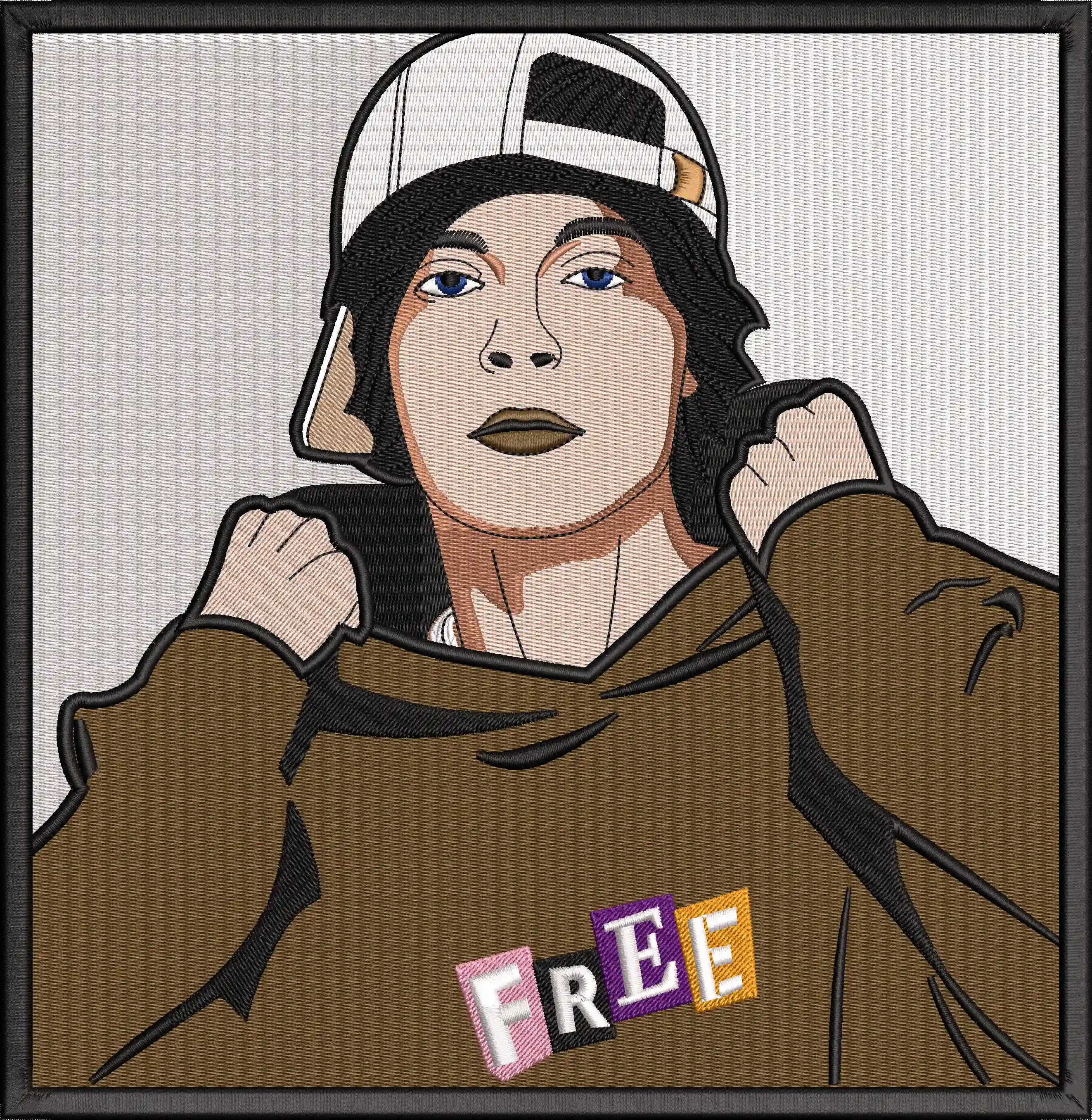 Alternative view of  Cartoon Style Youth in Cap with Free Text 