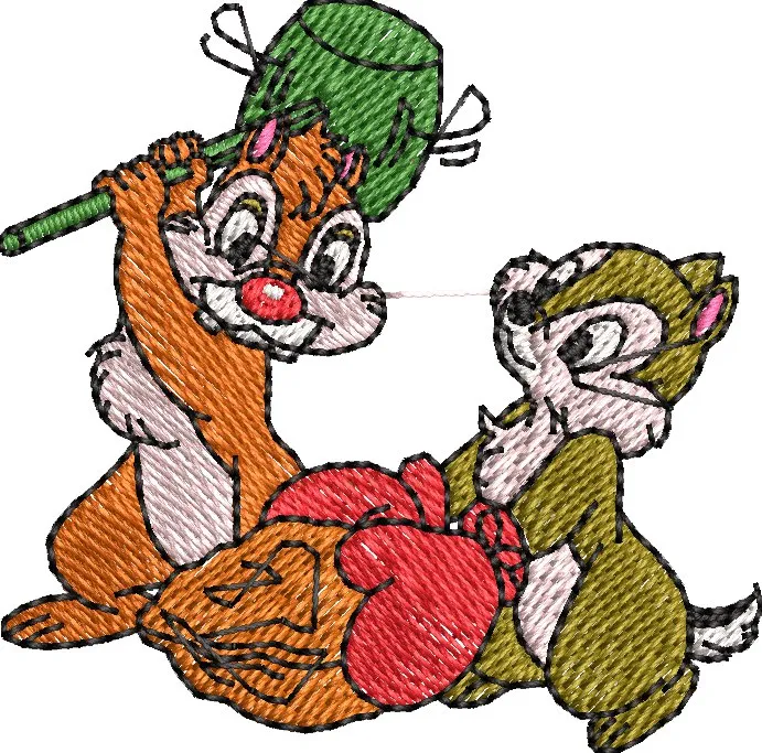 Alternative view of  Chip and Dale with Halloween Treat Bag and Mallet 