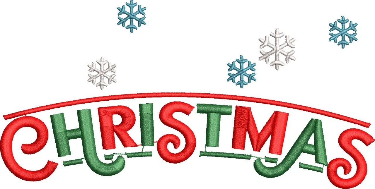 Alternative view of  Christmas Word with Snowflakes Embroidery 