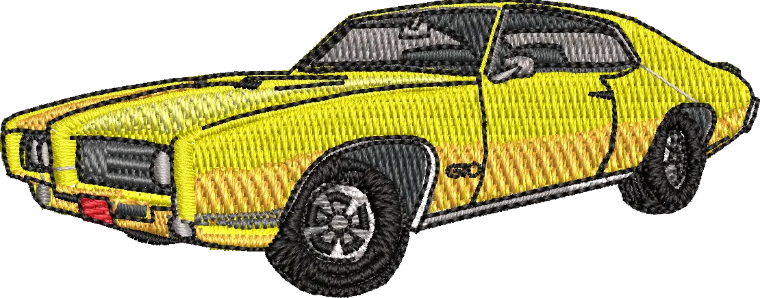 Alternative view of  Classic Yellow Muscle Car Embroidery 