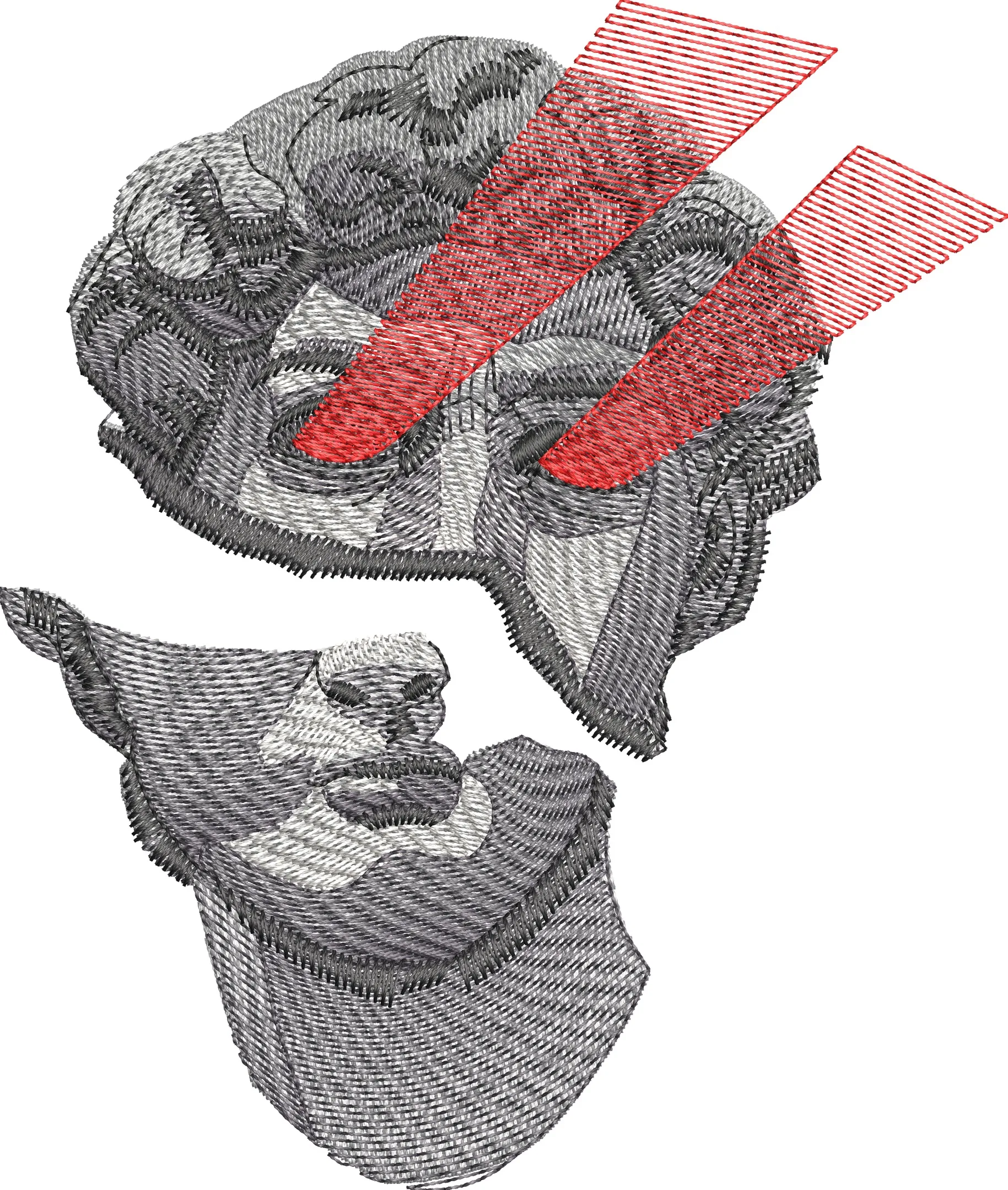 Alternative view of  Classical Statue Head Split with Laser Eyes 