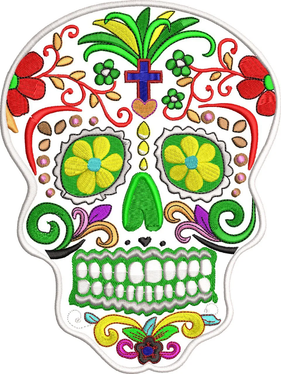 Alternative view of  Colorful Sugar Skull with Floral Embroidery 
