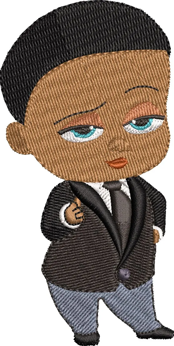 Alternative view of  Confident Cartoon Man in Suit Embroidery 