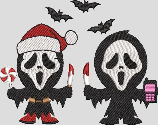 Alternative view of  Cute Scream Ghosts with Santa Hat and Candy 