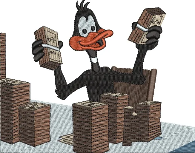Alternative view of  Daffy Duck Surrounded by Money 