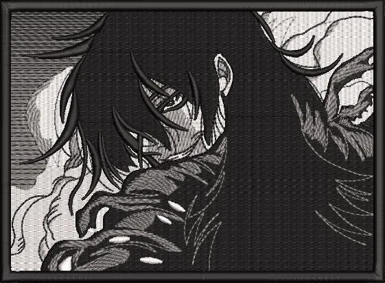 Alternative view of  Dark Haired Anime Character with Clawed Arm 