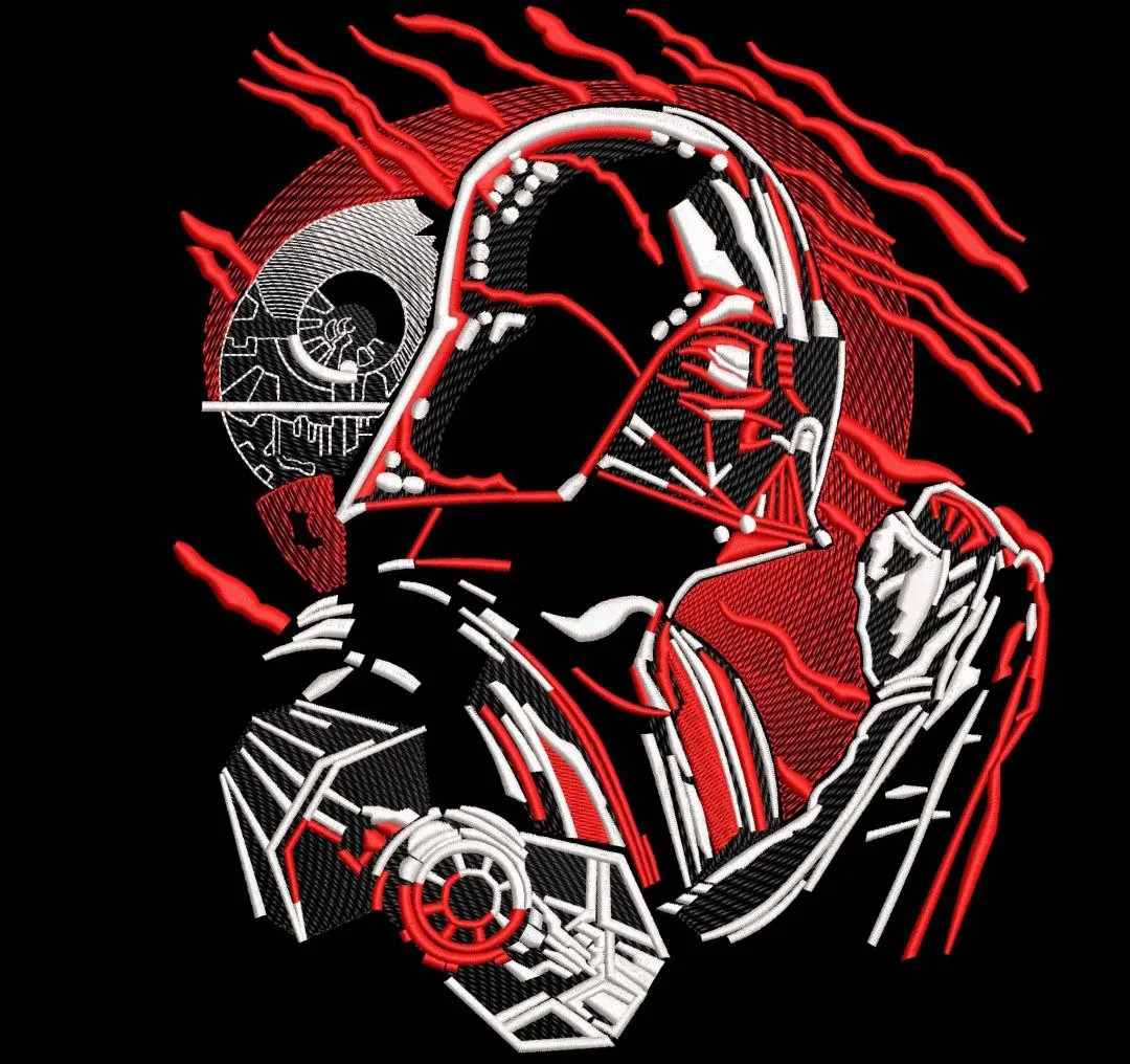 Alternative view of  Darth Vader with Death Star and TIE Fighter Embroidery 