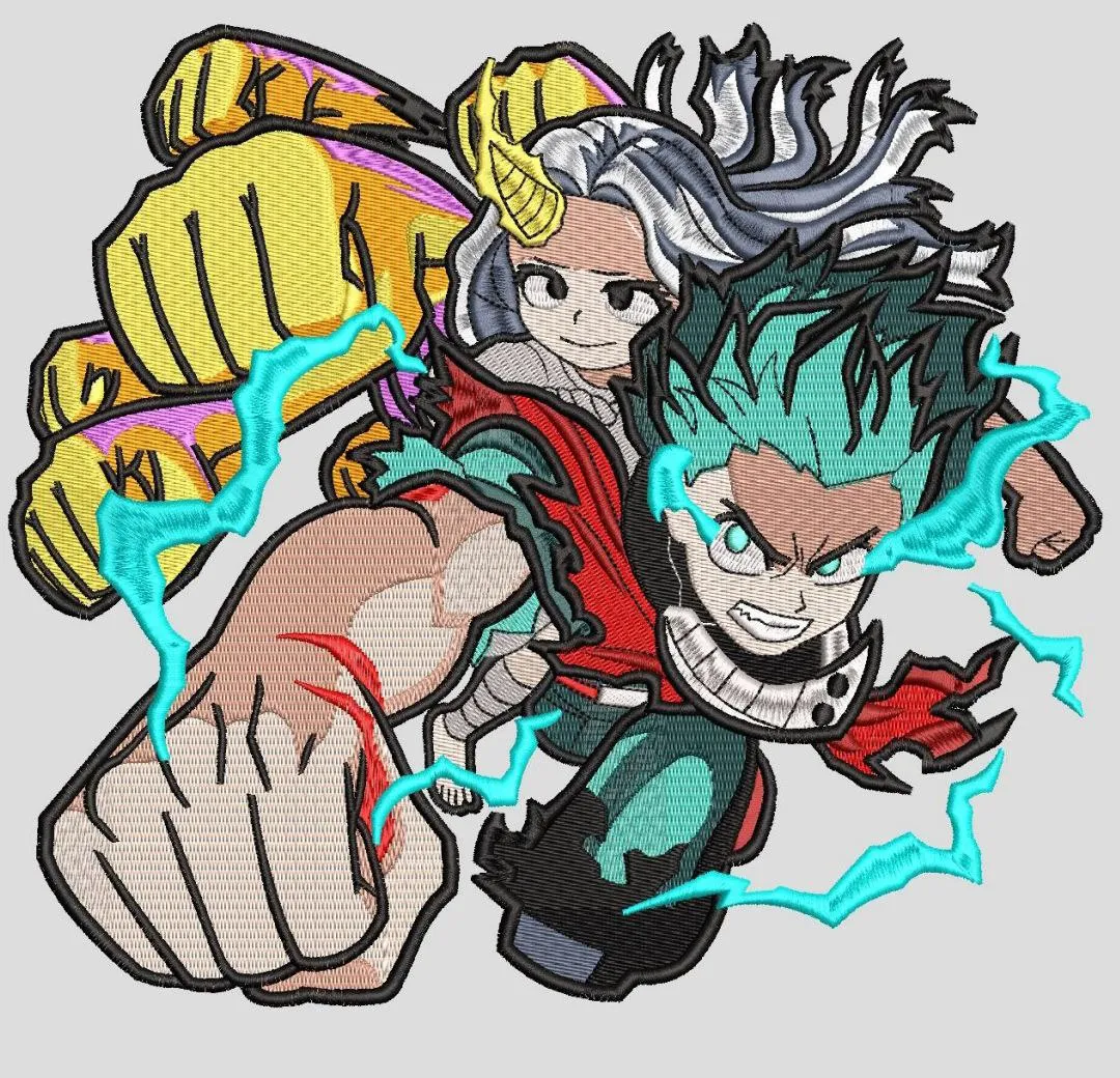 Alternative view of  Deku and Eri Dynamic Punch Embroidery 