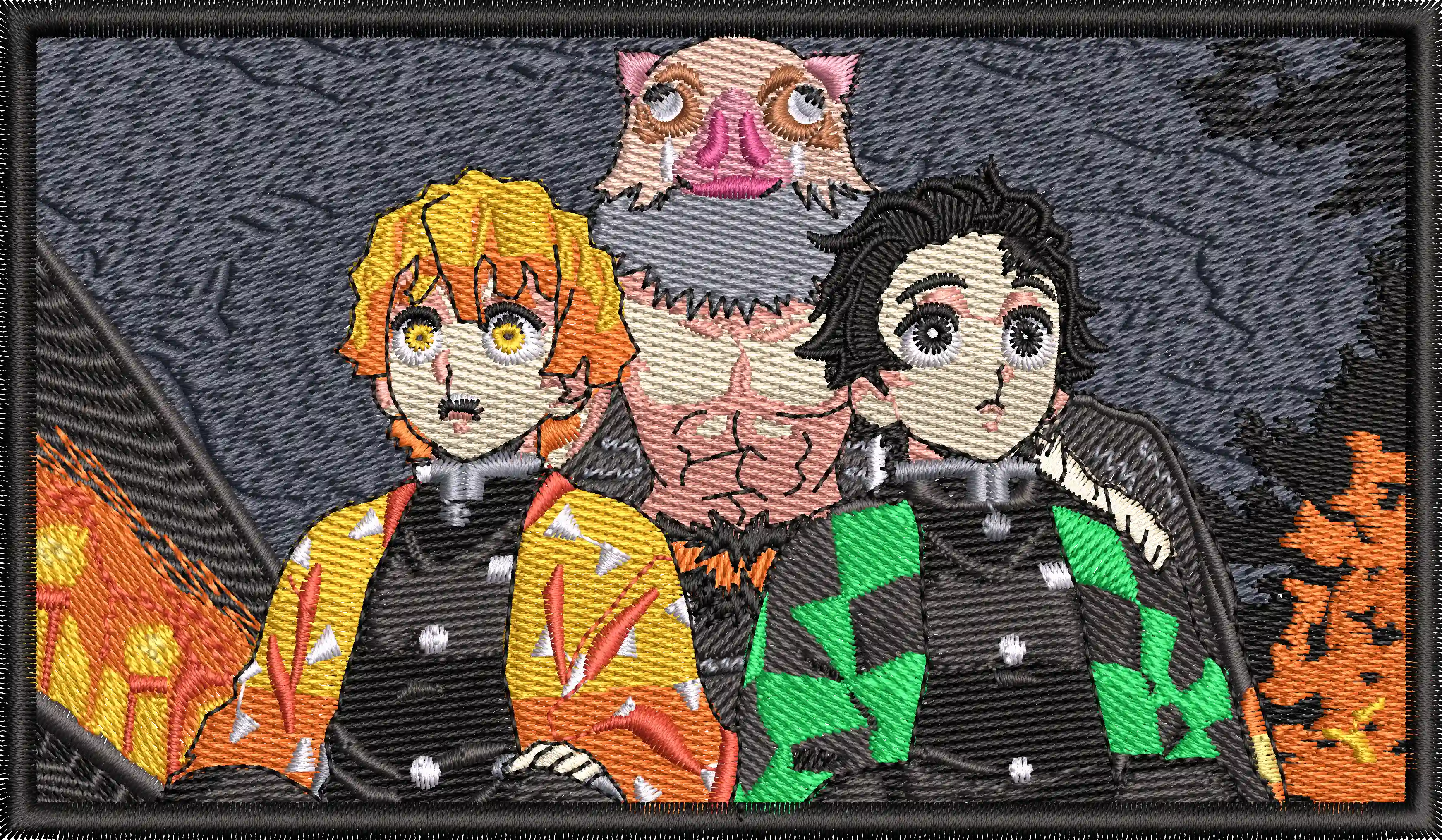 Alternative view of  Demon Slayer Trio Embroidered Patch Style 