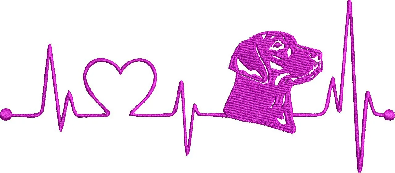 Alternative view of  Dog Head in Heartbeat Line Art 