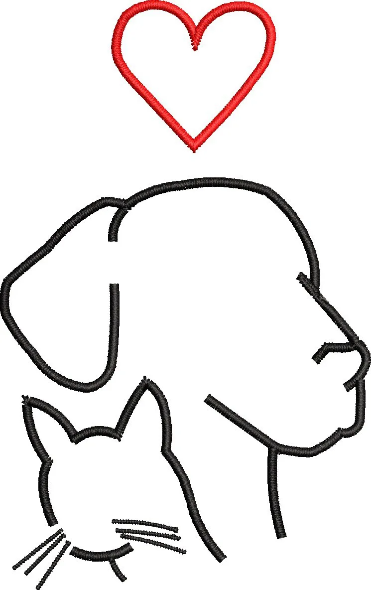 Alternative view of  Dog and Cat Outline with Heart 