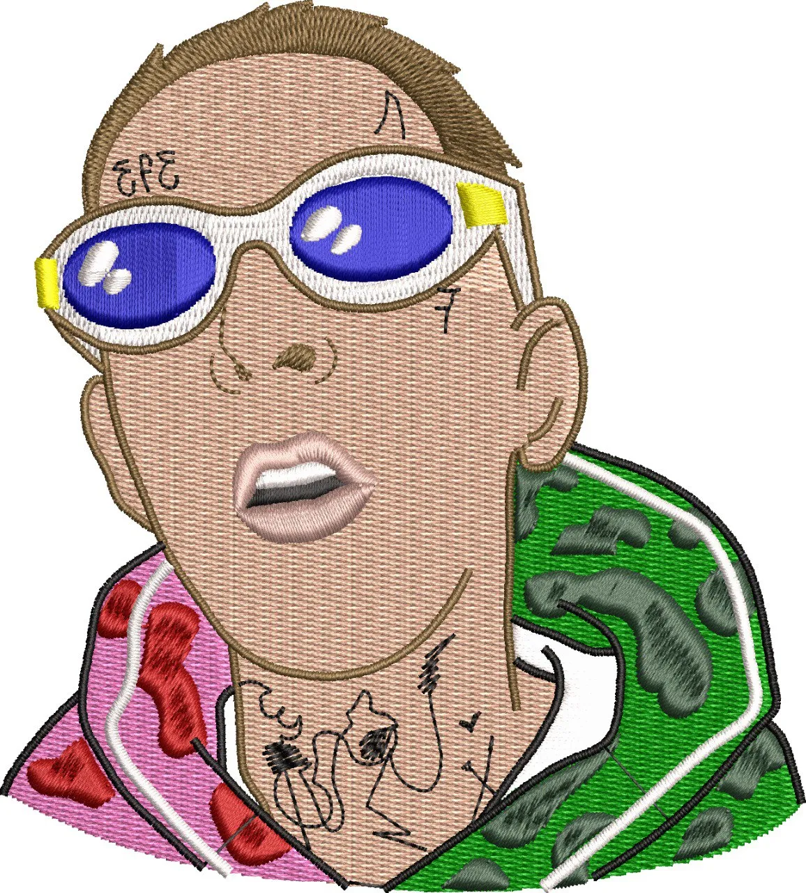 Alternative view of  Embroidered Man with Colorful Hoodie and Sunglasses 