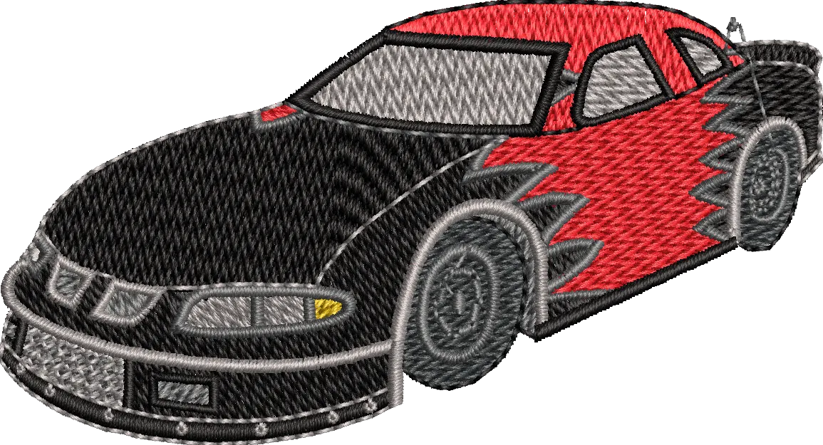 Alternative view of  Embroidered Race Car with Red and Black Design 