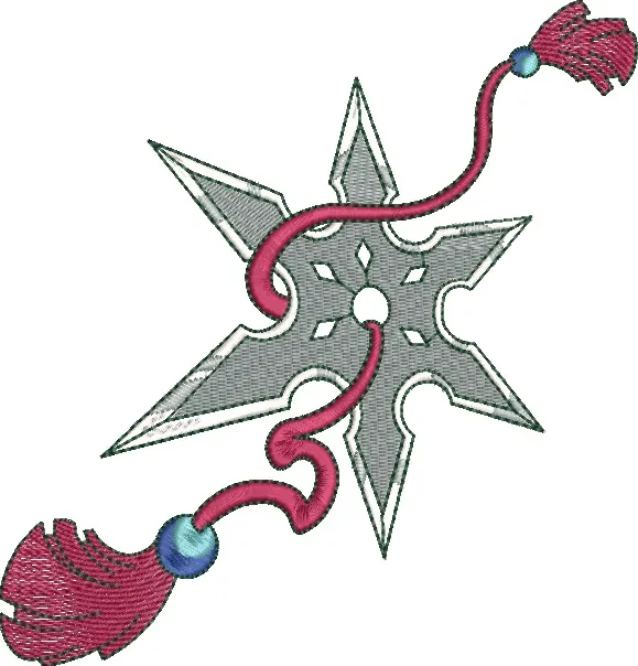 Alternative view of  Embroidered Shuriken with Tassels 