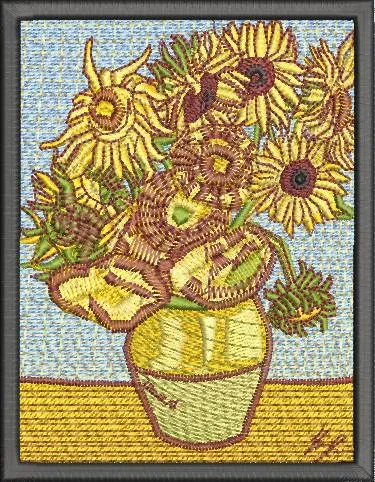Alternative view of  Embroidered Sunflowers in Vase 
