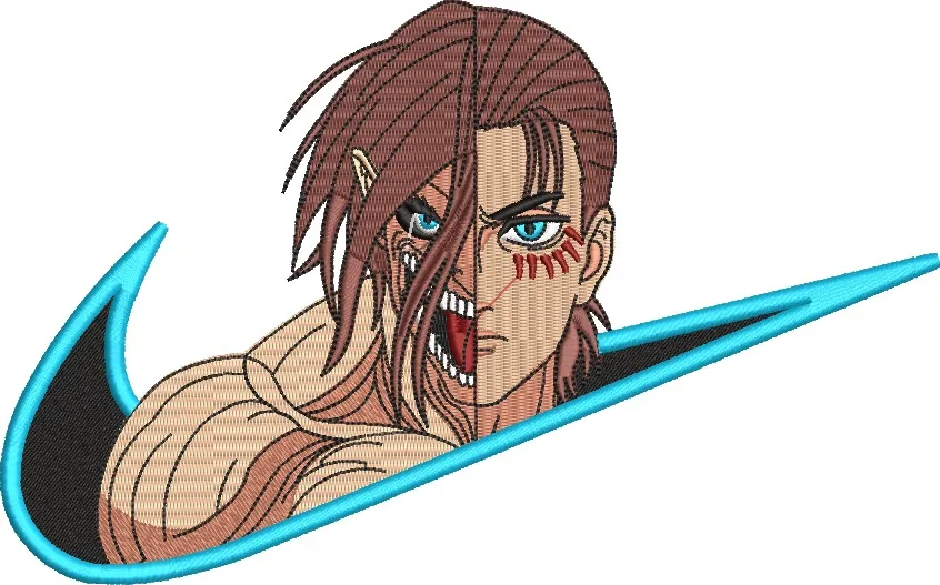 Alternative view of  Eren Yeager Titan Form in Nike Logo 