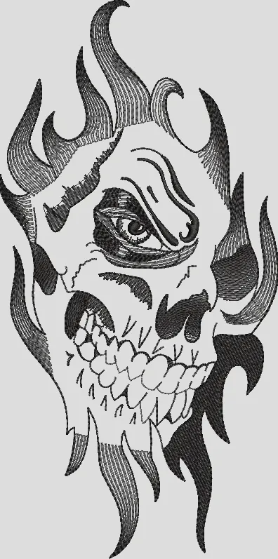 Alternative view of  Flaming Skull with Detailed Teeth 