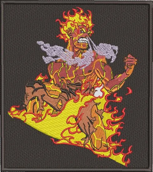 Alternative view of  Flaming Superhero Fighter Embroidery 