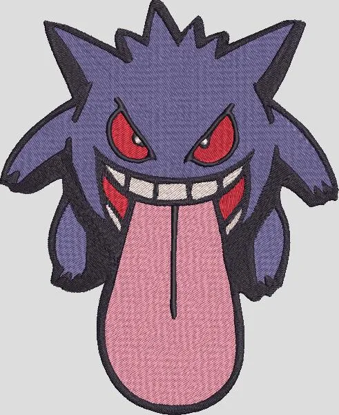 Alternative view of  Gengar with Extended Tongue Embroidery 