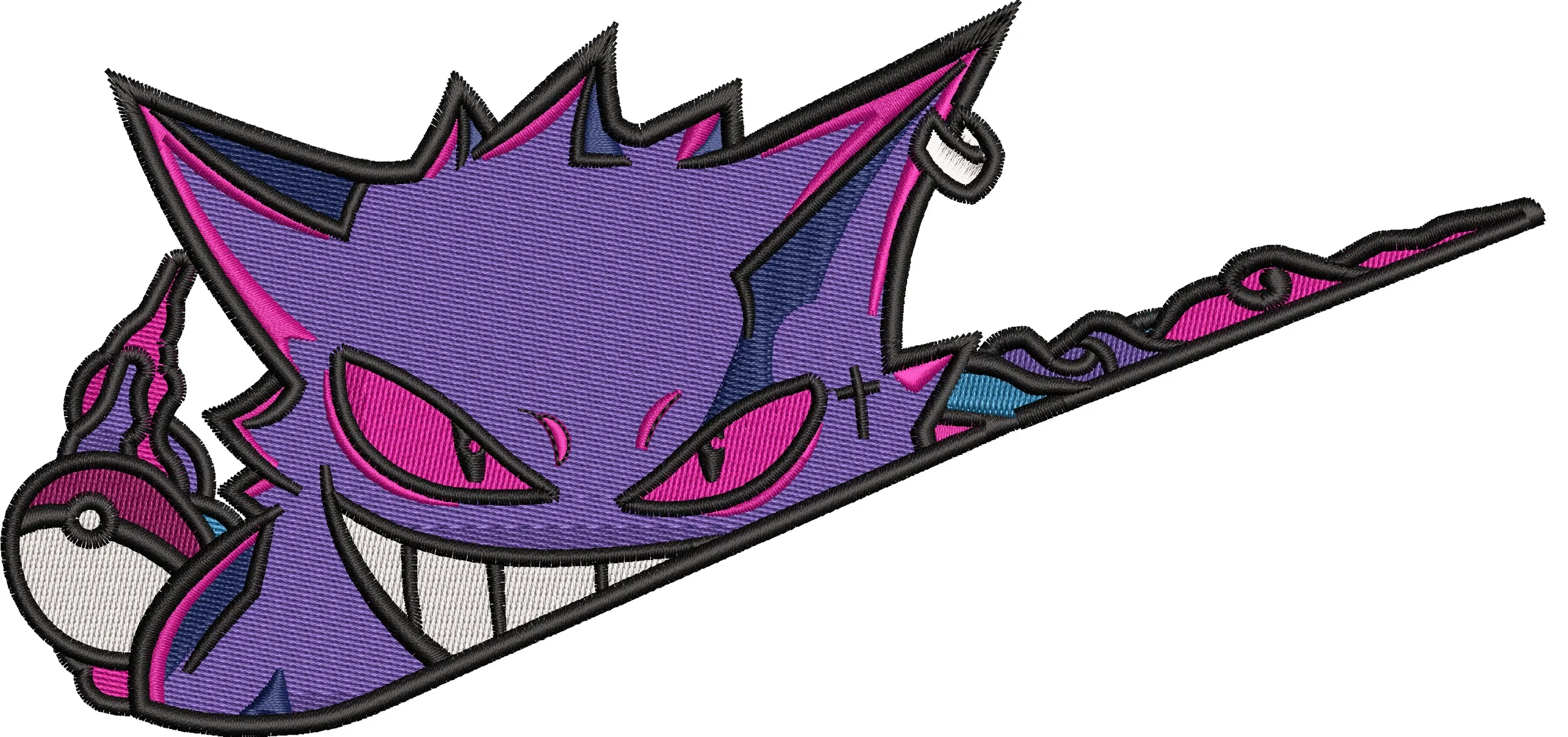 Alternative view of  Gengar with Pokeball Diagonal Patch 