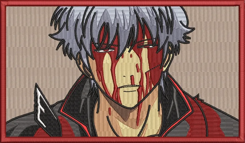 Alternative view of  Gintoki Sakata Bleeding Face Embroidery Patch 