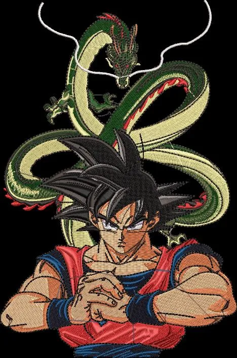 Alternative view of  Goku with Shenron Embroidered Art 